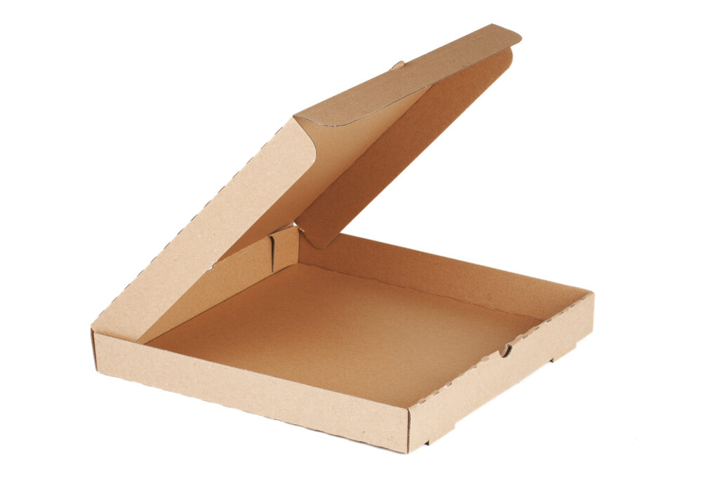 alt="Cutie de pizza din carton"