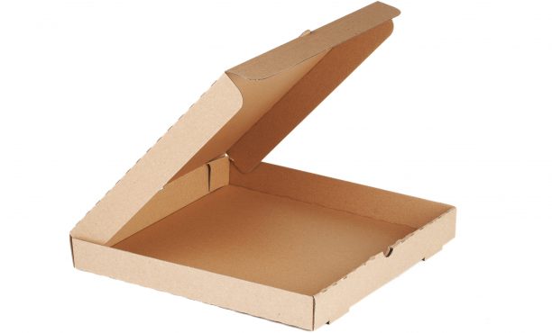 alt="Cutie de pizza din carton"